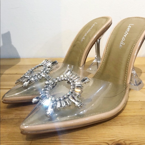 Clear Embellished Princess Mule Heels - Picture 6 of 9